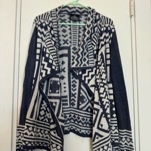Angie Geometric Navy and White Cardigan